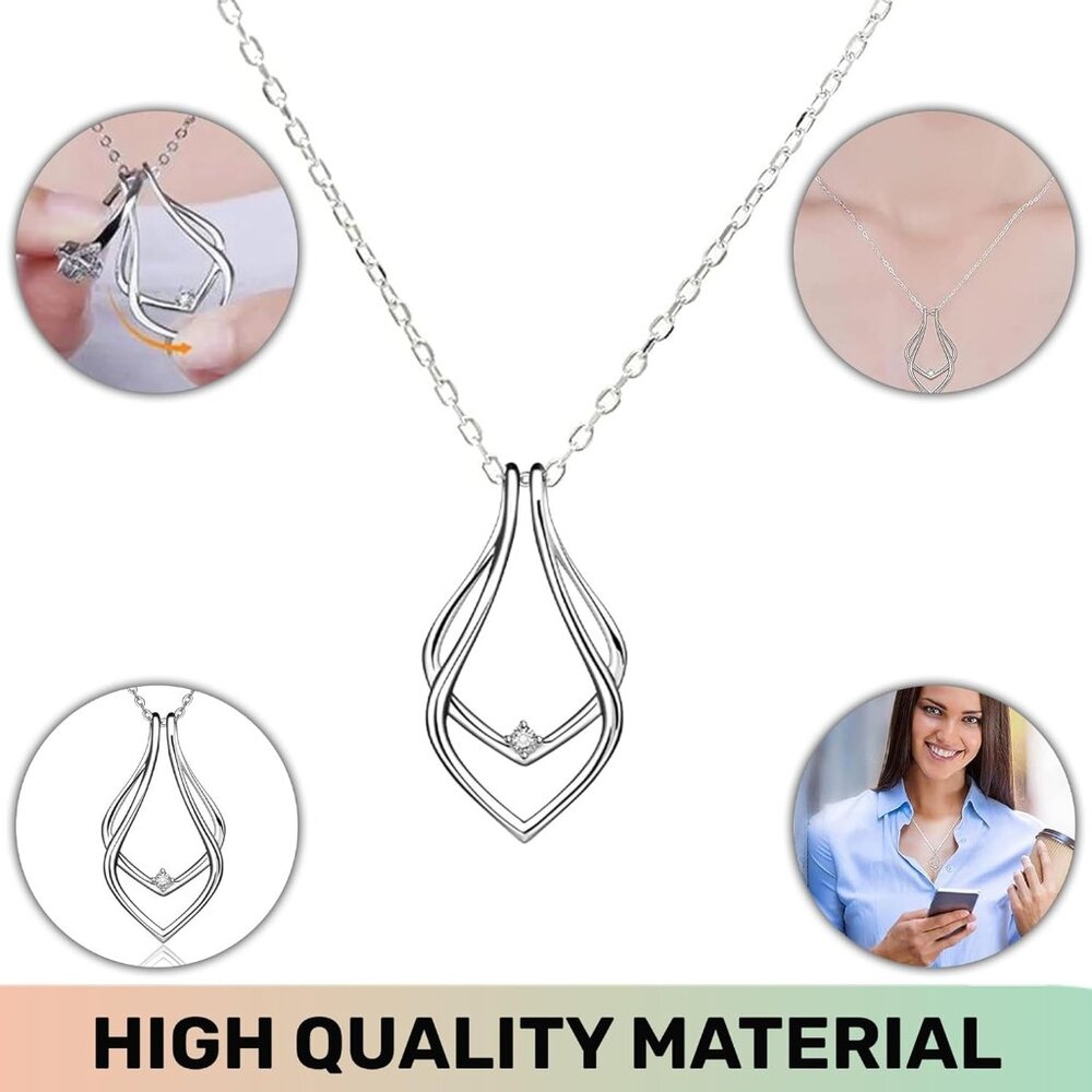 Silver Heart Shape Modern Ring Holder Necklace Fo… - image 3